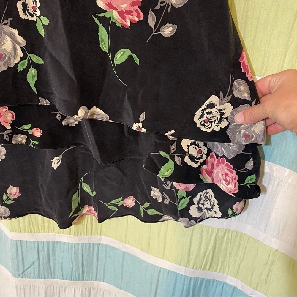 Vintage Lauren Ralph Lauren Y2K Floral Silk Skirt Sz 10P - Picture 3 of 6